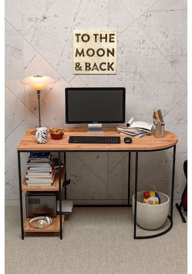 Çalışma Masası 125 Cm Bilgisayar Masası Çok Amaçlı Makyaj Masası Ofis Masası Yemek Masası Atlantik Kahverengi