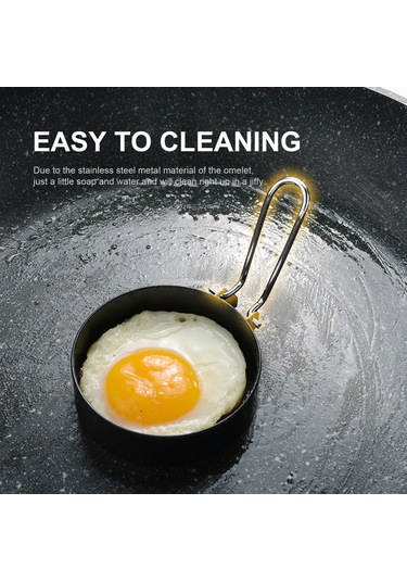 Lemestar Paslanmaz Çelik 4'lü Yumurta Halkası Seti - Yağ Fırçası Hediyeli, Yapışmaz Kaplamalı