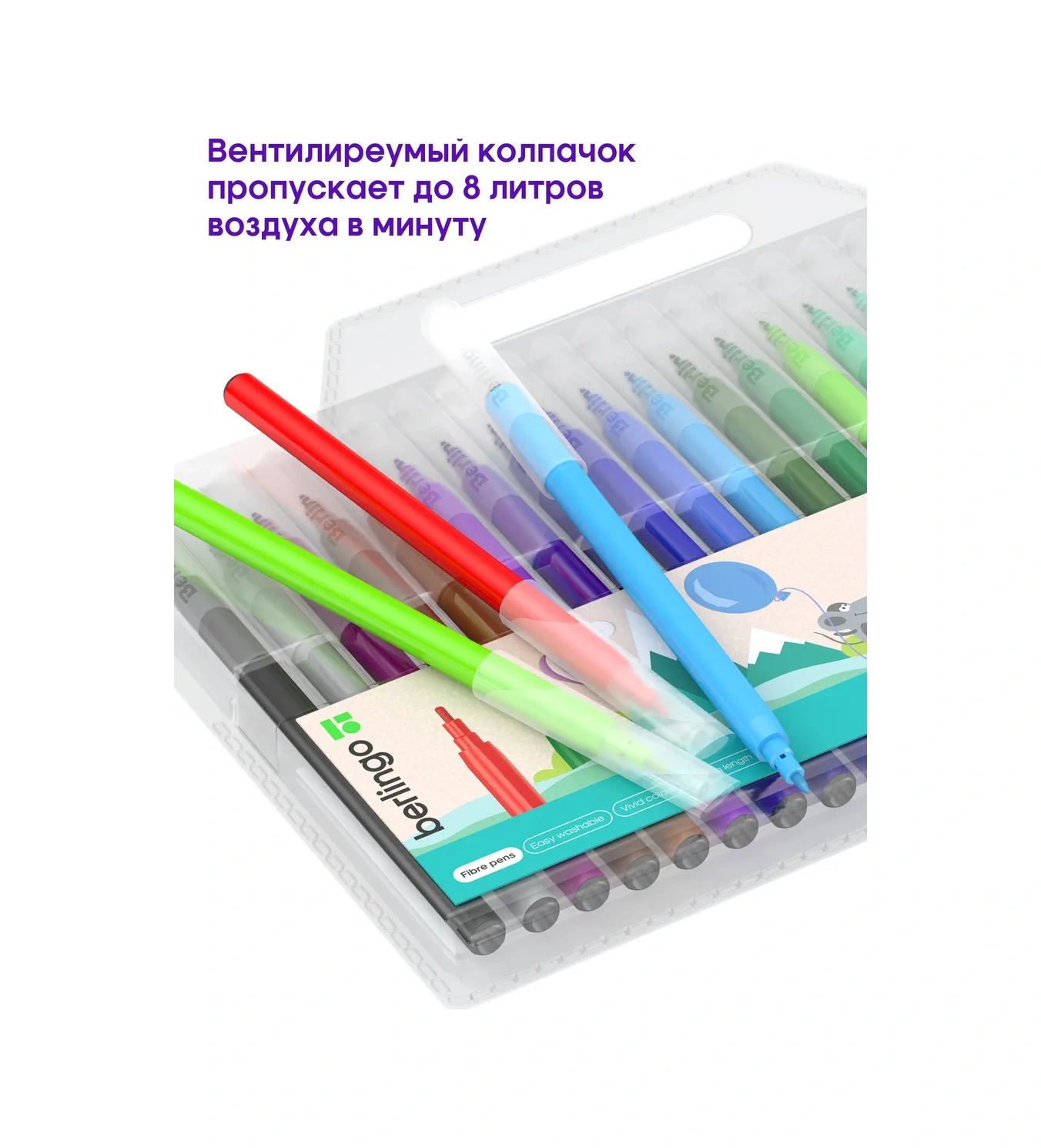 Berlingo Okul İçin 24 Renkli Yıkanabilir Çizim Keçeli Kalemleri 10651392