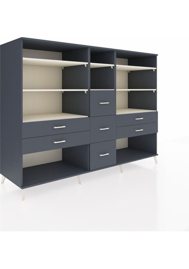 Kronos Dolap 8 Raflı 7 Çekmeceli 220x59x163 Antrasit-aytaşı/antr Antrasit-aytaşı/antrasit
