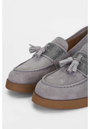 Tamer Tanca Kadın Hakiki Deri Vizon Loafer Ayakkabı 33 67700 Bn Ayk Sk23/24 Vızon Suet Vizon