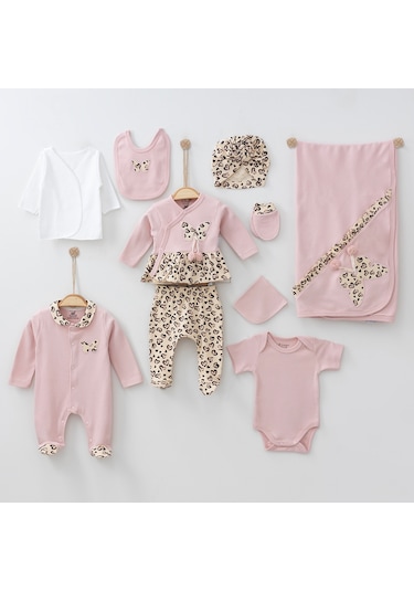 Minicayzen Bebe Kelebekli Leopar Desenli Yeni Doğan Kız Bebek Has Pudra