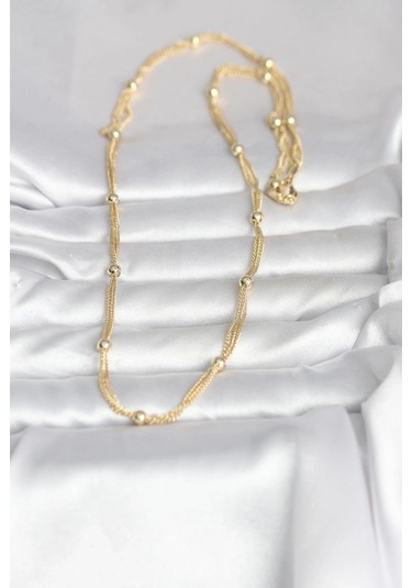 Ceylan Adam Cm 14k Gold Renk Topçuk Model 60 Cm Kadın Kolye Çok Renkli