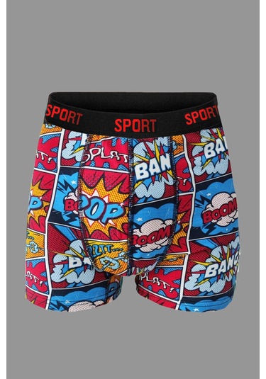 Erkek Desenli 6'Lı Premium Penye Kutu Pamuklu Likralı Boxer Çok Renkli