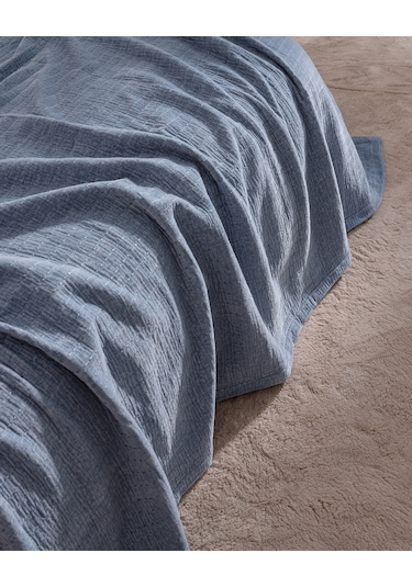 Madame Coco Feolette Çift Kişilik Yatak Örtüsü - Mavi Mavi