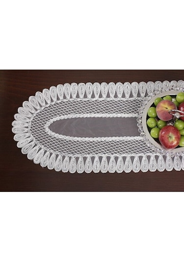 Amerikan Servis Supla Ve Runner Seti 8 Kişilik Set Nakışlı Vivien Bej