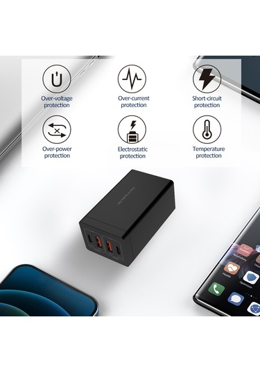 Symbee 65w Gan Hızlı Şarj İstasyonu - 4 Portlu 2xusb-c + 2xusb-a Avrupa Fişli