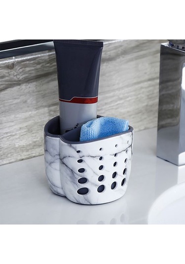 Springsun Pratik Mutfak Lavabo Organizatörü - Pe Abs Malzeme, Su Geçirmez, Kurutma Delikli, Banyo Ve Mutfak İçin Beyaz