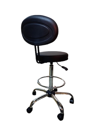 Kasiyer Bar Taburesi Çemberli Krom Yıldız Ayaklı