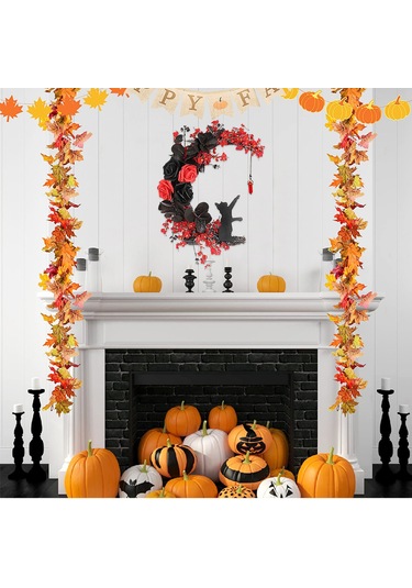 Neevoyu Karanlık Kedi Ve Çiçekli Ay Şeklinde Halloween Sokağı, Pencere Dekorasyonu - Ev Dekoru Adeti