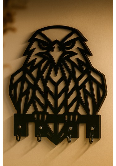 Kartal Figürlü Duvar Anahtarlık Askısı Siyah - Beyaz