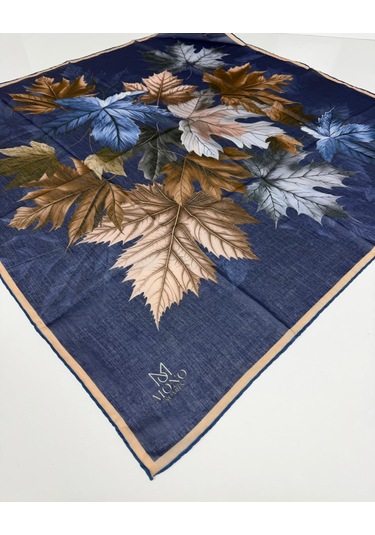 Mono Scarfs Soft Pamuk Eşarp-90 X 90 -06109 Lacivert-kahve