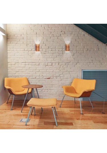 Bombe Kenarlı Yansıtma Tasarım Çift Yönlü Ahşap Salon Duvar Aplik Meşe