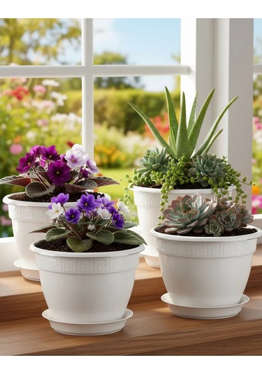 Saburg Küçük Çiçek Saksıları, Menekşeler İçin 4'lü Saksı Seti 146926876