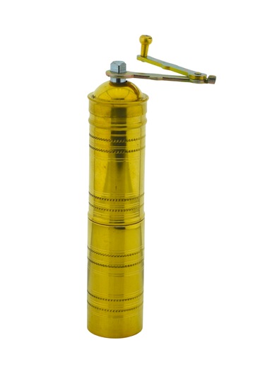 Ludıa Pirinç El Yapımı Kahve Karabiber Değirmeni Öğütücü 4,5cmx22cm Sarı