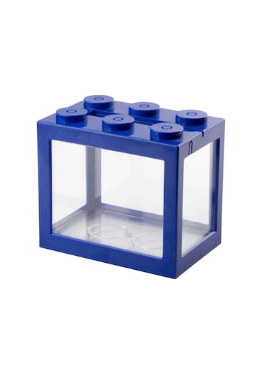 Vkemall Mavi Plastik Mini Akvaryum - 12x8x10.5cm Kreatif Balık Yetiştirme Kutusu
