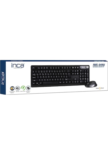 Inca IWS-549U Multimedya Şarj Edilebilir Kablosuz Klavye Mouse Set
