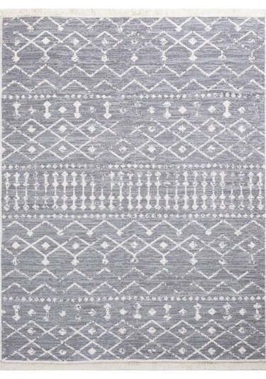 Saraz Halı Bohem Serisi Çift Taraflı Dokuma Pamuklu Kilim Gri - Krem