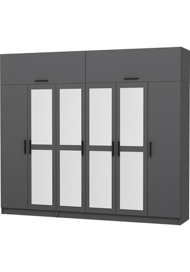 Minar Kale 6 Kapaklı 4 Aynalı 2 Ç Dolap Ve Yüklük Antrasit 255cm