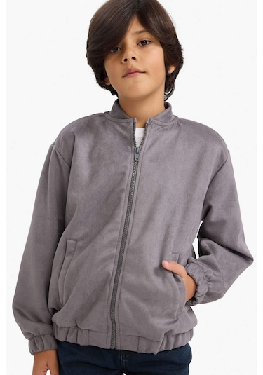 Defacto Erkek Çocuk Kolej Yaka Fermuarlı Bomber Ceket G3873a825wngr2 Gri-gr2