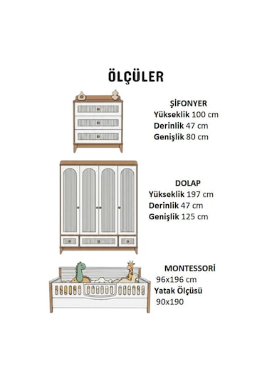 Starda Yeni 4 Kapılı Star Bebek Odası Takımı Beyaz