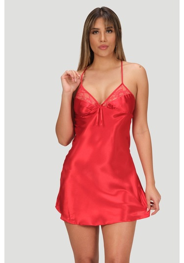 NBB Kadın Kırmızı Precious Gecelik Sabahlık Takımı