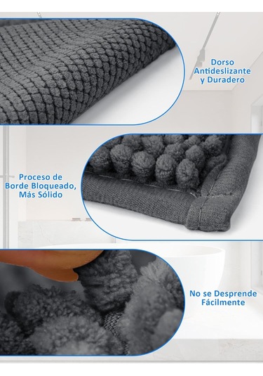 Vkemall Koyu Gri Banyo Paspası 40x60cm - Süper Emici Yumuşak Mikrofiber - Kayma Engeli - Kolay Temiz - Banyo Kuru Koruyucu Koyu Gri