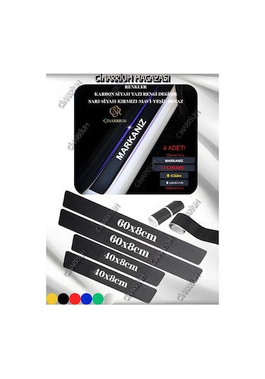 Daewoo Yerli Üretim Özel Üretimoto Kapı Eşikleri Sticker Karbon 4 Adet