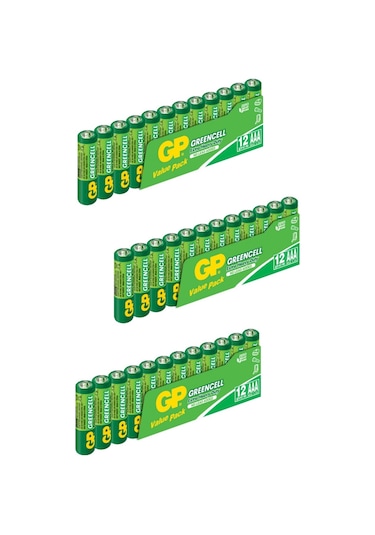 GP Greencell GP24G Çinko Karbon AAA İnce Kalem Pil 12 x 3'lü