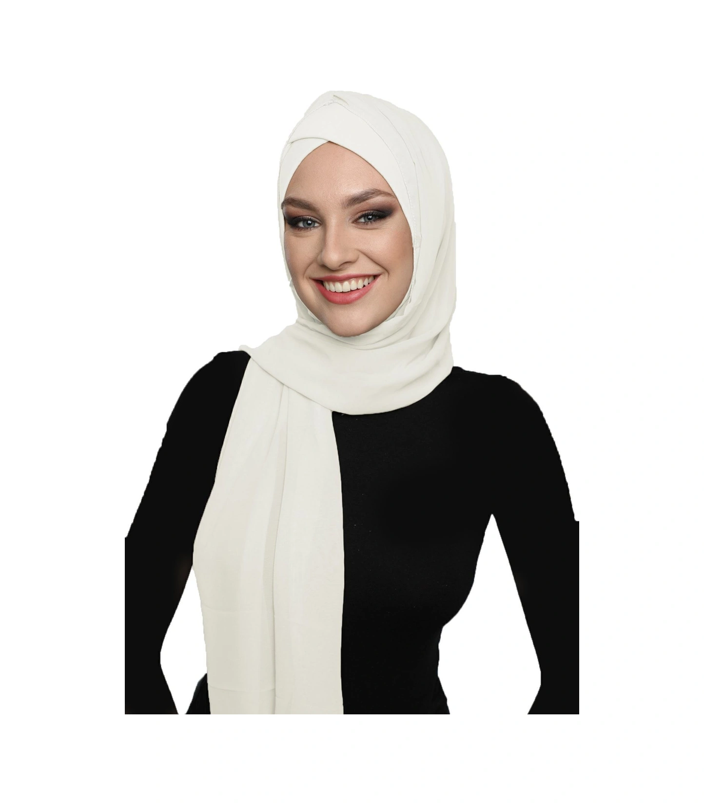 Şallı Takmatik Sade Krem Hazır Türban Tesettür Bone Namaz Örtüsü Krem