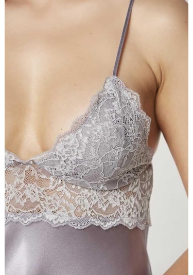 Pierre Cardin Saten Dantelli Gecelik 890 Royal Çok Renkli