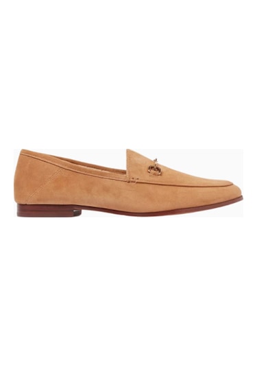 Sam Edelman Loraine Bej Süet, Altın Tokalı Kadın Loafer Ayakkabı