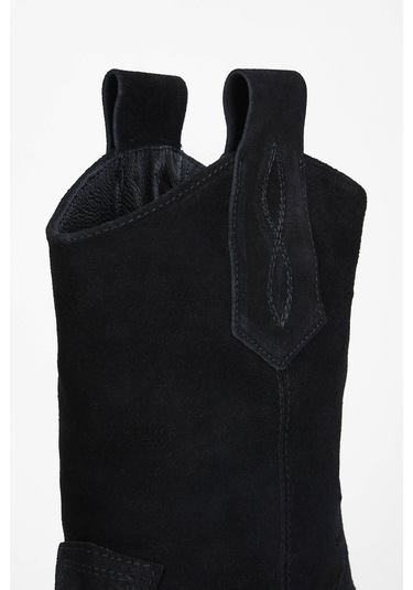 Tamer Tanca Kadın Hakiki Deri Siyah Süet Western Bot 231 2068 Bn Bot Sk23/24 Sıyah Suet