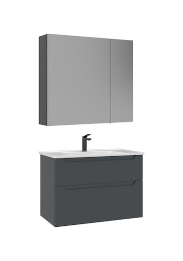 Orka Messina 85 Cm Mat Antrasit Banyo Dolabı Alt Modül Lavabo Antrasit