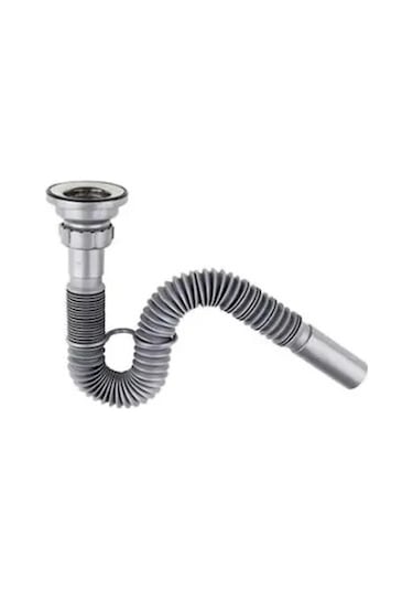 Donau Körüklü Lavabo Evye Sifonu 32Mm Çıkışlı Gri