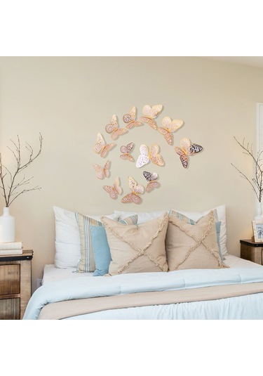 Maiyame Altın 3d Kelebek Duvar Sticker, Ev Dekorasyonu, Mutfak/oda, Dıy Tasarım, Parlak Kağıt Malzeme, 12 Adet + Tutkal Noktaları Altın