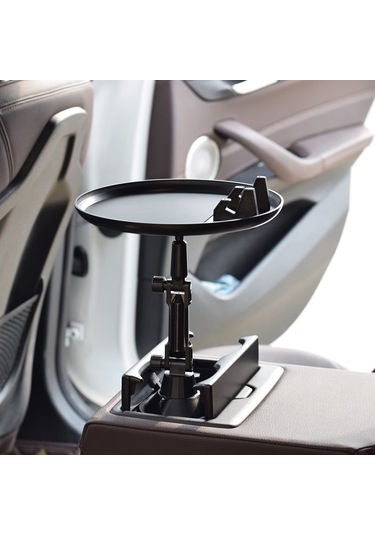 Gajeena Uzun Tip Araba Yemek Tepsisi - 360 Döner Kollü, Telefon Yuva Ve Depolama Bölgesi İle, Fincan Tutuculara Uyumlu Abs Malzeme