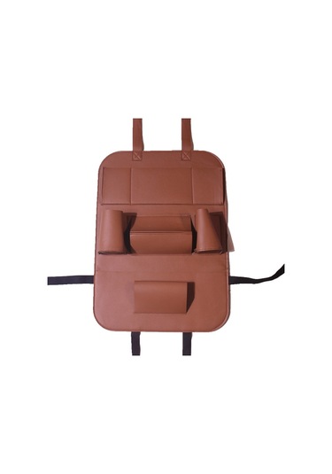 Pu Deri Araba Koltuğu Arkası Düzenleyici Arka Koltuk Saklama Kutusu Kahverengi