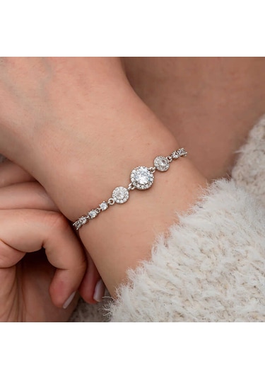 Artsmagazinmücevher Gümüş Zirkon Taşlı Yuvarlak Kadın Bileklik