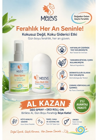 Meleys Terleme Karşıtı Roll-On Deodorant 50 ML + İntim Koku Giderici Sprey