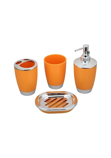 Turuncu 4 Adet/takım Banyo Seti Otel Tuvalet Malzemeleri Kaplama Dayanıklı Fırçalama Banyo Malzemeleri Turuncu