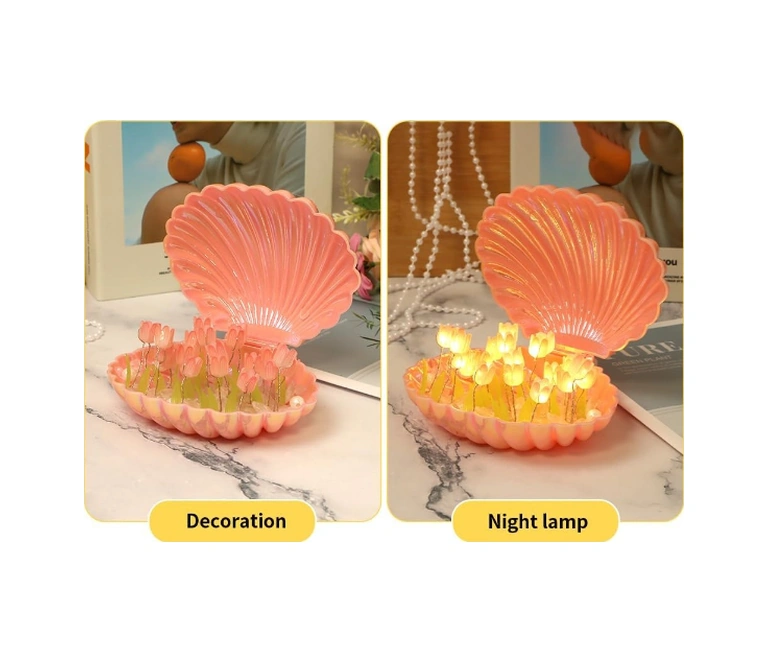 River World Lale Lamba Tasarımı Deniz Kabuğu Kendin Yap Led Işıklı Renkli