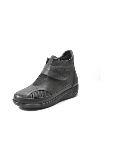 Beety 2007 Deri Siyah Kemik Çıkıntı Kürklü Ortopedik Anne Bot Siyah