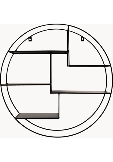 Expo Yuvarlak Metal Saclı Duvar Rafı Siyah