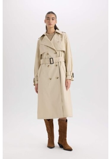 DeFacto Uzun Trençkot Kruvaze Yaka Düğmeli Cepli Kemerli Apoletli D5755AX25SPER238 Ekru DeFacto Uzun Trençkot Kruvaze Yaka Düğmeli Cepli Kemerli Apoletli D5755AX25SPER238 Ekru