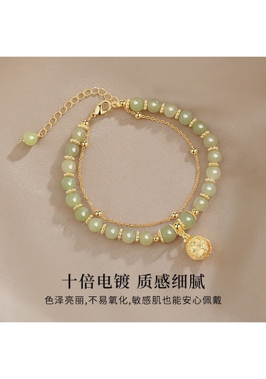 Xindoker Kadınlar İçin Sağlıklı Kullanimlı, Kompakt Ve Kolay Kullanımlı Kraliyet Yaprağı Desenli Çift Zincirli Bilezik -女友ve Anne Hediyesi Gold