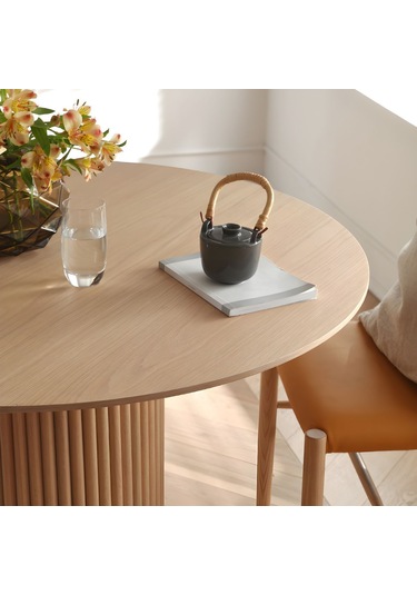 Breeze Yuvarlak Ahşap Bohem Masa 100x100 Naturel