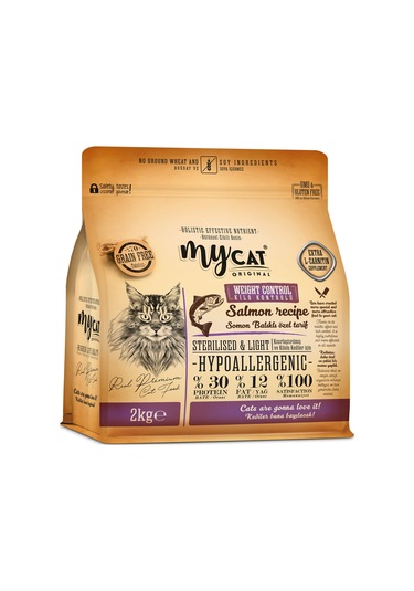 Mycat Az Tahıllı Somon Balıklı Diyet & Kısırlaştırılmış Yetişkin Kedi Maması 2 KG