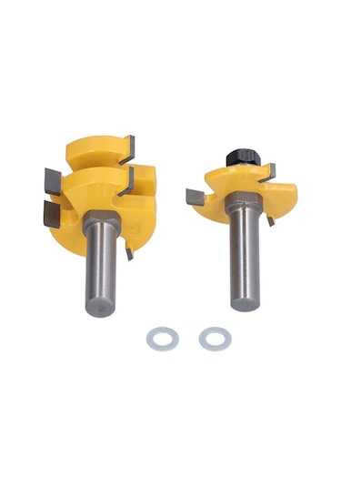 Besthome1 2 Adet Ahşap T Tipi Dil-kanal Freze Ucu, 3 Dişli, 1 Rol, 1/2 İnç Sap, Ptfe Kaplama, Temiz Kesim, Dış Ve Ahşap İşleri