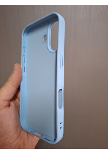 İphone 17 Uyumlu Logolu İçi Kadife Silikon Lansman Kılıf Bebe Mavi